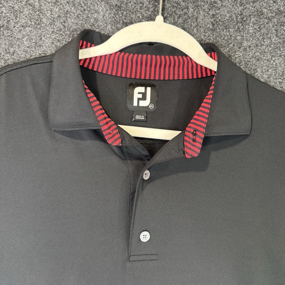FootJoy FJ Mens 2XL Golf Polo Shirt Black Short Sleeve Performance
